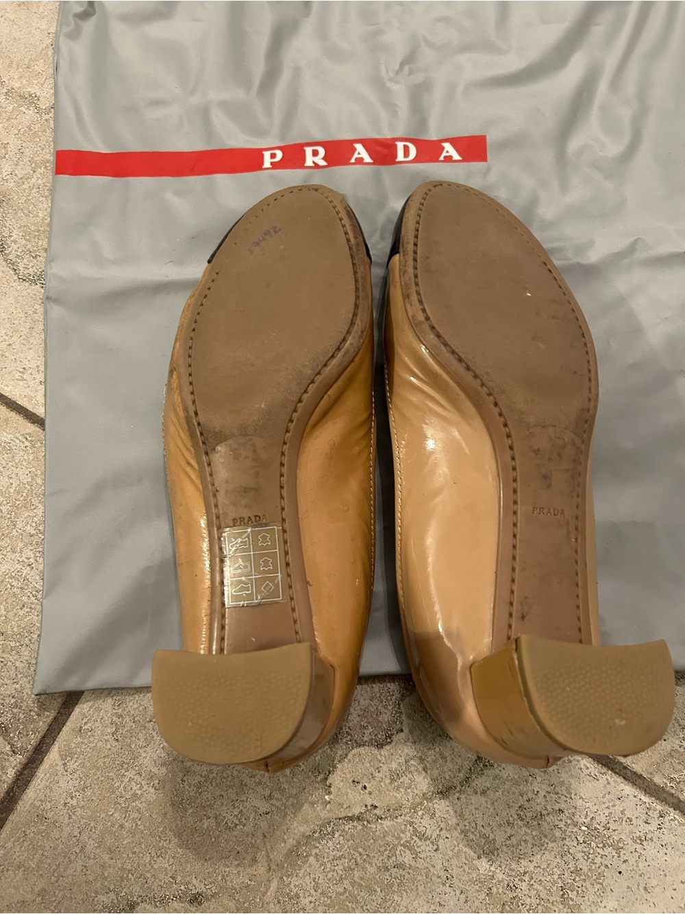 Prada Cap-Toe worn ballet Flats — Tan and Black - Picture 5 of 8